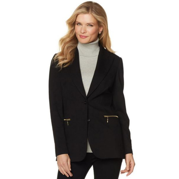 Diane Gilman Jackets & Blazers - DG2 DIANE GILMAN PONTE BLACK BOYFRIEND BLAZER MED